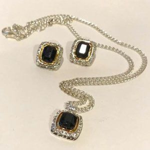 K R Silver-Tone Pendant Necklace & Earrings Set